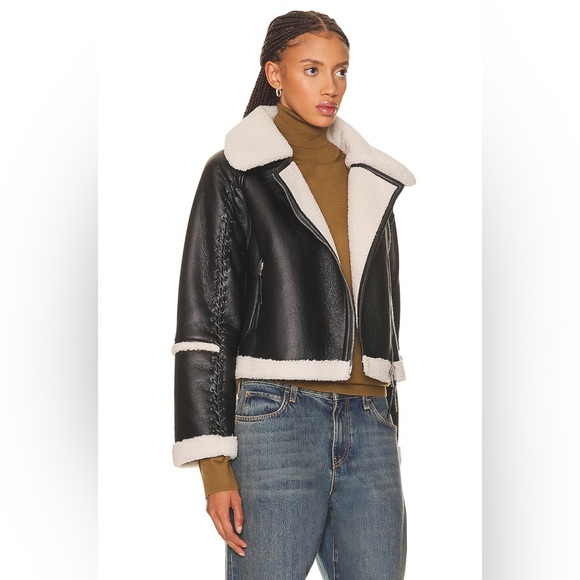 Jonathan Simhkai Corrine Vegan Sherpa Moto Jacket - Picture 4 of 16